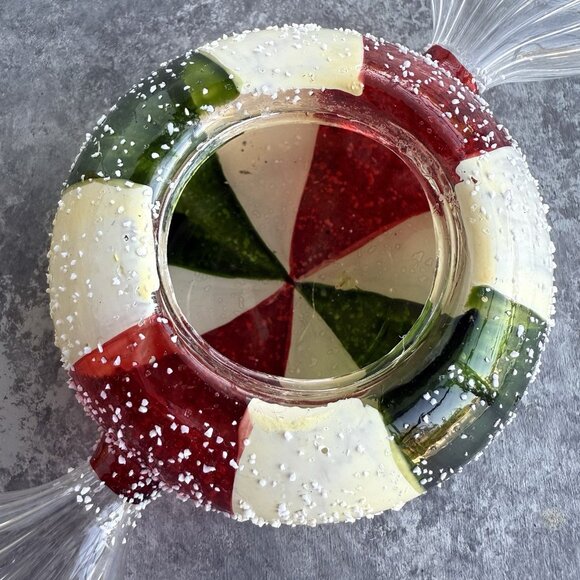 Pier 1 Christmas Peppermint Candy Votive Tea Light Candle Holder 6.5” - Picture 2 of 5